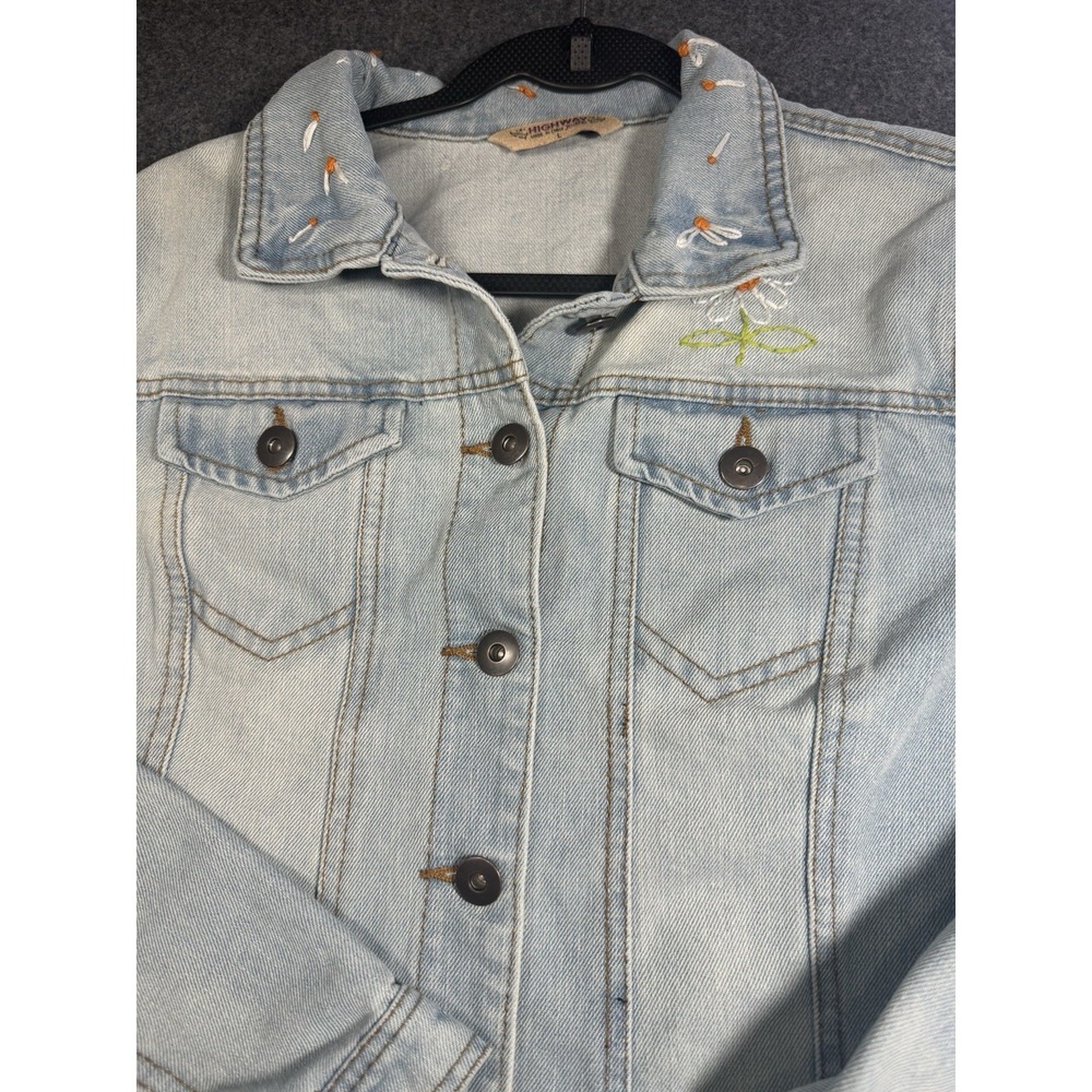 Highway‎ Jeans Floral Embroidered Denim Jacket Size L